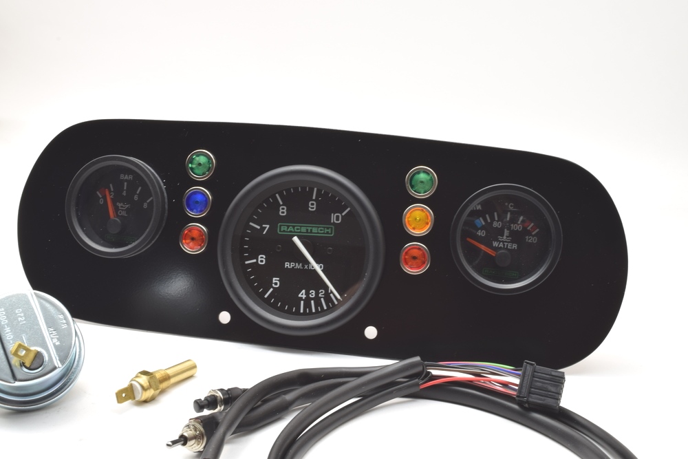 Mk1 Escort alloy Dash panel Kit 3 Clock with Shift Light