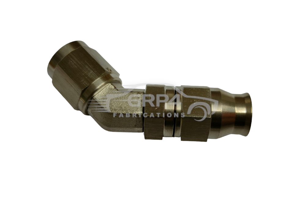 AN4 7/16 UNF FEMALE 45 DEGREE SWIVEL STAINLESS STEEL BRAKE FITTING