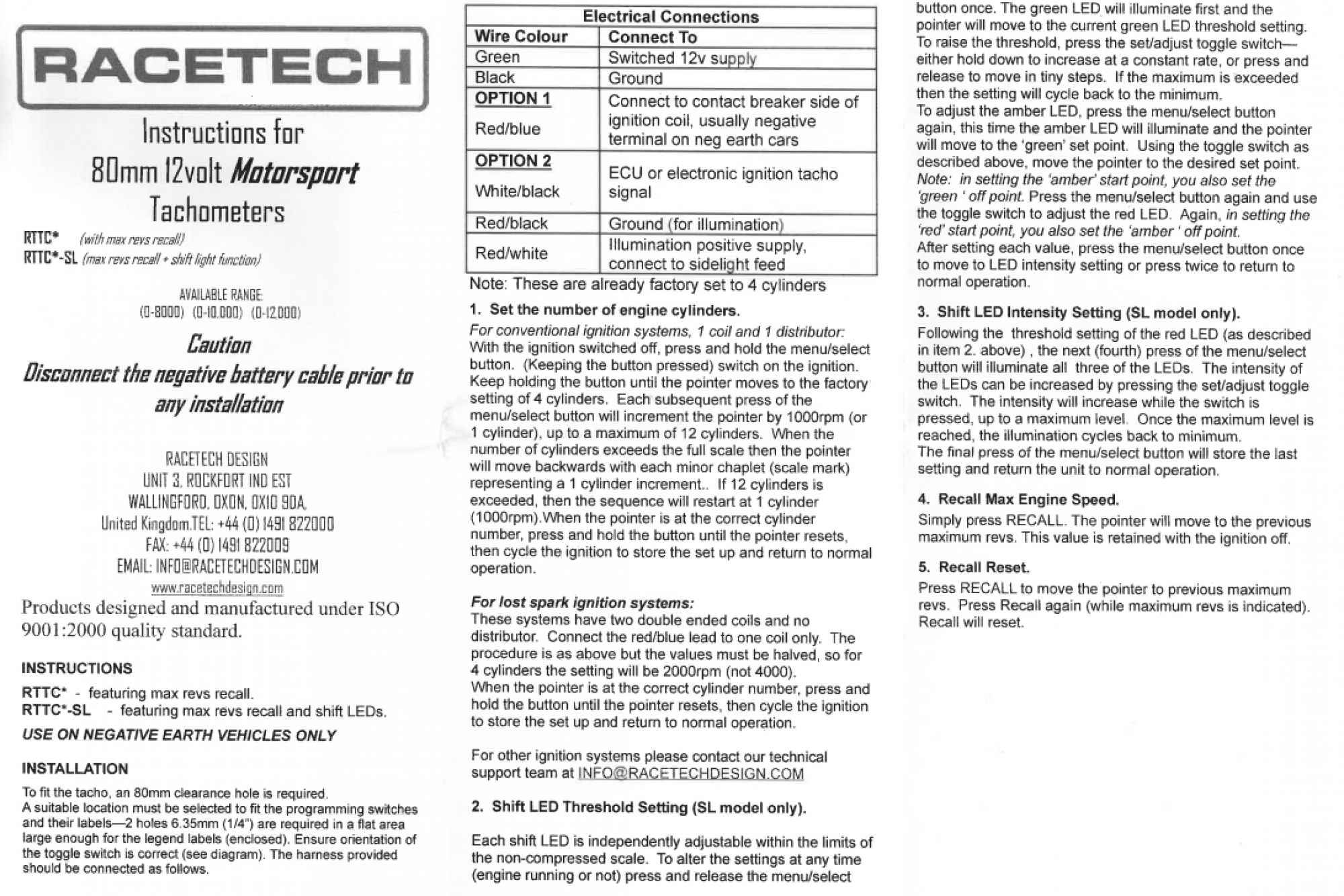 Racetech Rev Counter Wiring Diagram - Wiring Diagram